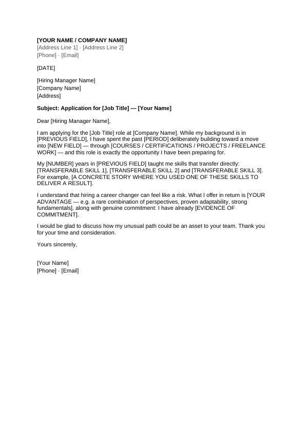Preview of Career Change Cover Letter