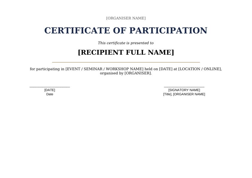 Preview of Certificate of Participation