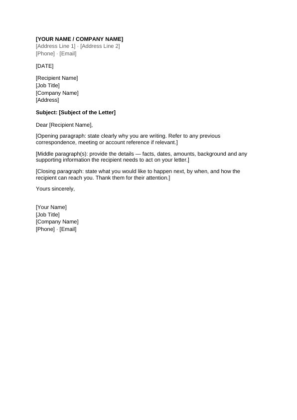 Preview of Formal Business Letter Template