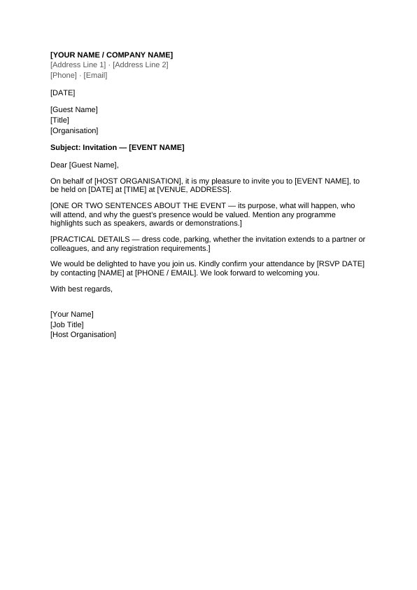 Preview of Event Invitation Letter