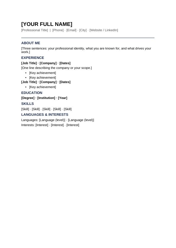 Preview of Modern CV Template