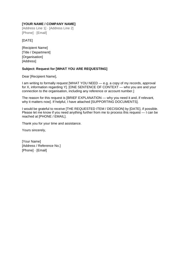 Preview of Formal Request Letter