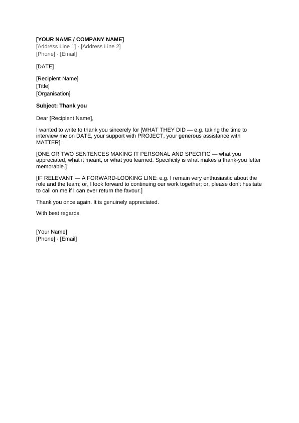Preview of Professional Thank-You Letter